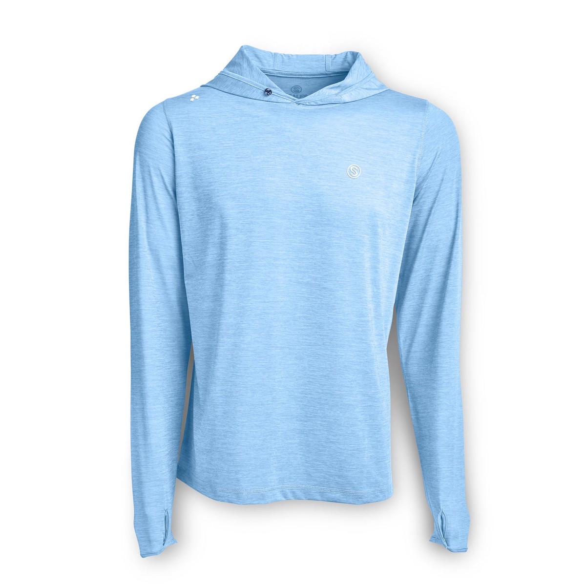 SCALES Men's Iconic Hooded Long Sleeve Active Performance Shirt - Powder Blue Heather | Small