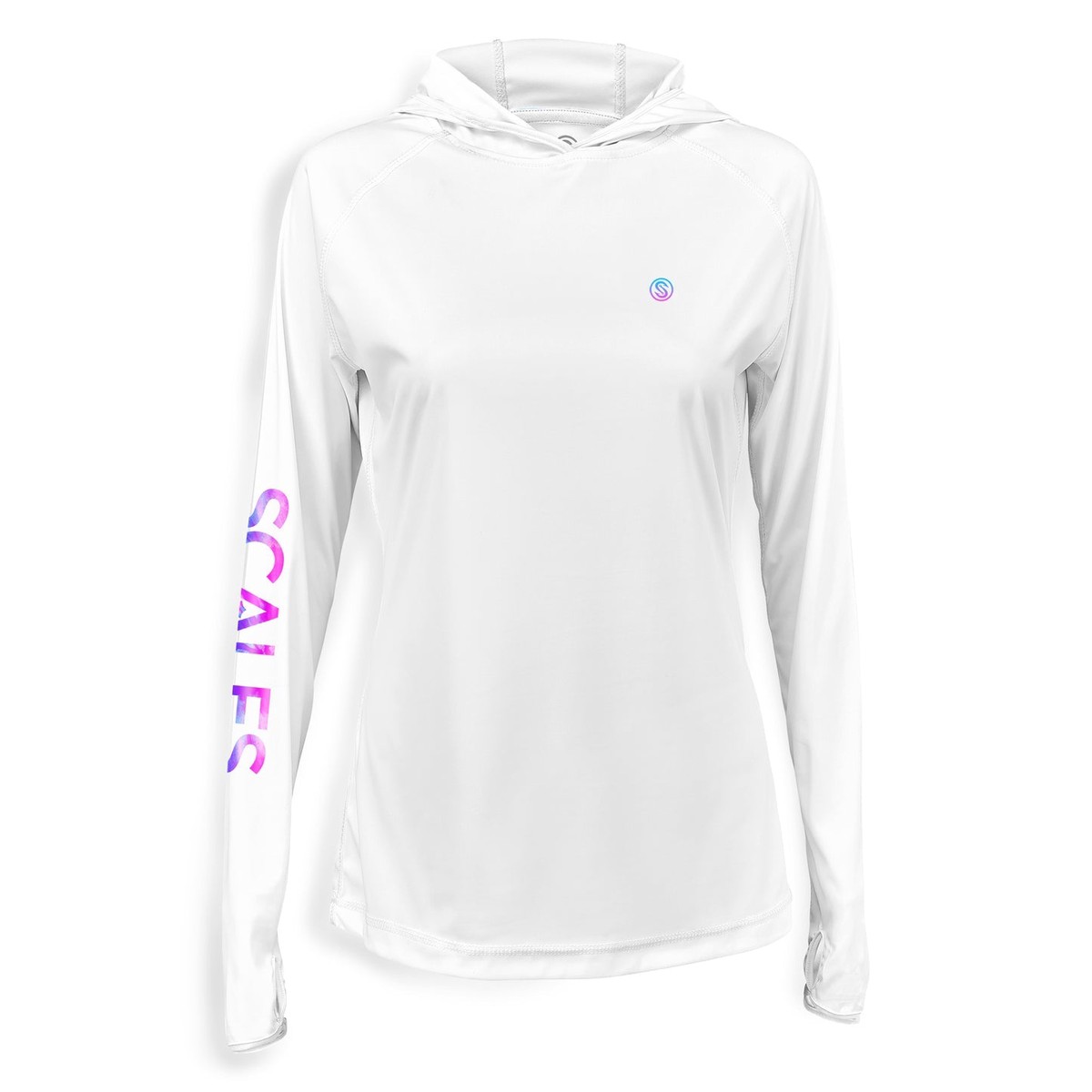 SCALES Tide Dye Flyer Womens Hooded Performance Shirt - White | Medium