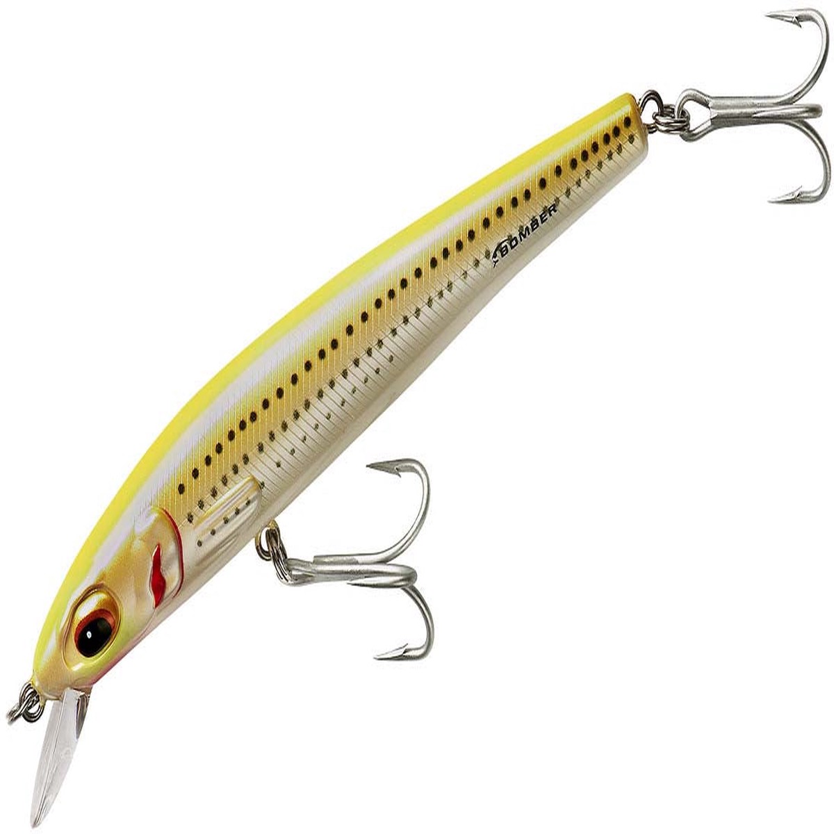 Bomber Saltwater Grade Long Shot Trolling Hard Minnow/Rip Bait - Pearl/Yellow | 7 inch - 1 3/4 oz